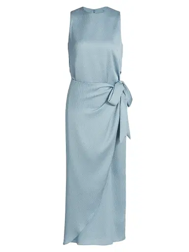 Amsale Women's Tulip Hem Hammered Satin Midi-Dress - Smokey Blue | Thumbnail 1 Amsale Women's Tulip Hem Hammered Satin Midi-Dress - Smokey Blue | Thumbnail 1