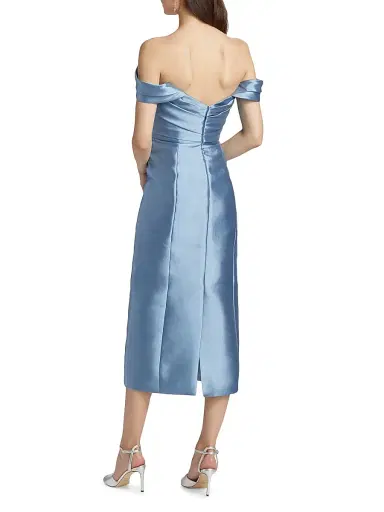 Amsale Women's Mikado Off-The-Shoulder Cocktail Dress - Smokey Blue | Thumbnail 5 Amsale Women's Mikado Off-The-Shoulder Cocktail Dress - Smokey Blue | Thumbnail 5