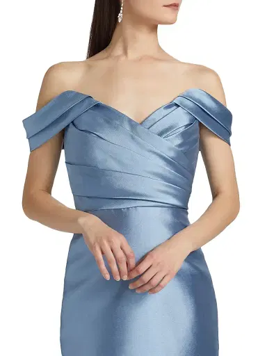 Amsale Women's Mikado Off-The-Shoulder Cocktail Dress - Smokey Blue | Thumbnail 6 Amsale Women's Mikado Off-The-Shoulder Cocktail Dress - Smokey Blue | Thumbnail 6