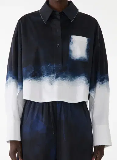 Jason Wu Collection SMUDGED CANVAS POP-OVER STRETCH COTTON SHIRT | Thumbnail 4 Jason Wu Collection SMUDGED CANVAS POP-OVER STRETCH COTTON SHIRT | Thumbnail 4