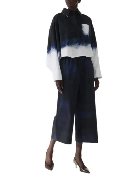 Jason Wu Collection SMUDGED CANVAS POP-OVER STRETCH COTTON SHIRT | Thumbnail 1 Jason Wu Collection SMUDGED CANVAS POP-OVER STRETCH COTTON SHIRT | Thumbnail 1