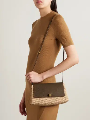 Khaite Audrey Raffia And Textured-leather Shoulder Bag | Thumbnail 2 Khaite Audrey Raffia And Textured-leather Shoulder Bag | Thumbnail 2