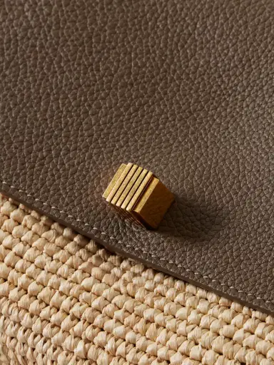 Khaite Audrey Raffia And Textured-leather Shoulder Bag | Thumbnail 4 Khaite Audrey Raffia And Textured-leather Shoulder Bag | Thumbnail 4