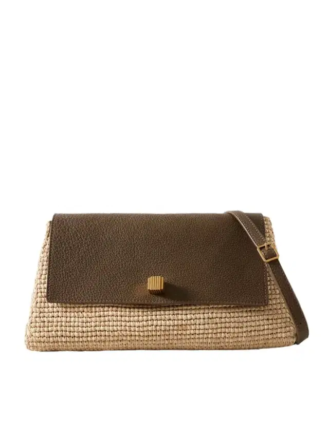 Khaite Audrey Raffia And Textured-leather Shoulder Bag
