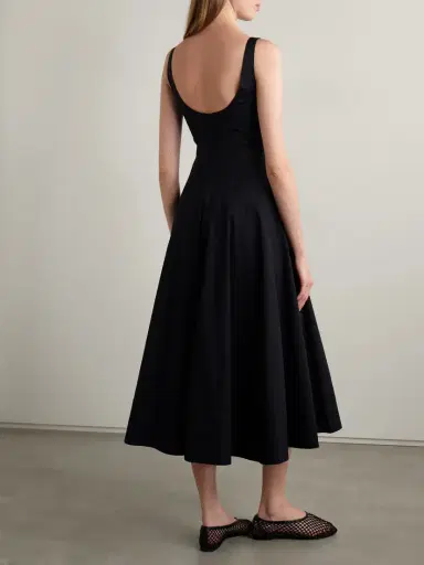 Staud Wells Pleated Cotton-blend Poplin Midi Dress | Thumbnail 3 Staud Wells Pleated Cotton-blend Poplin Midi Dress | Thumbnail 3