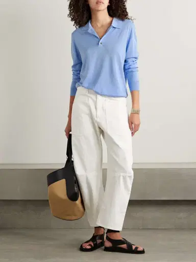 La Ligne Ben Oversized Silk, Wool And Cashmere-blend Polo Sweater | Thumbnail 2 La Ligne Ben Oversized Silk, Wool And Cashmere-blend Polo Sweater | Thumbnail 2