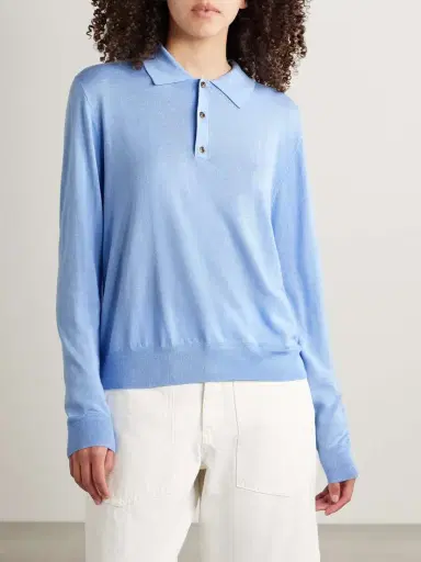La Ligne Ben Oversized Silk, Wool And Cashmere-blend Polo Sweater | Thumbnail 3 La Ligne Ben Oversized Silk, Wool And Cashmere-blend Polo Sweater | Thumbnail 3