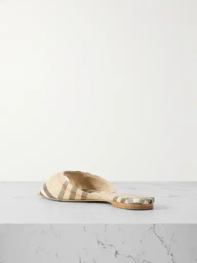 Burberry Checked Linen Slides | Thumbnail 3 Burberry Checked Linen Slides | Thumbnail 3