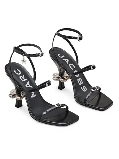 Marc Jacobs Women's The Daisy Heel 100MM Metallic Leather Sandals - Black | Thumbnail 2 Marc Jacobs Women's The Daisy Heel 100MM Metallic Leather Sandals - Black | Thumbnail 2