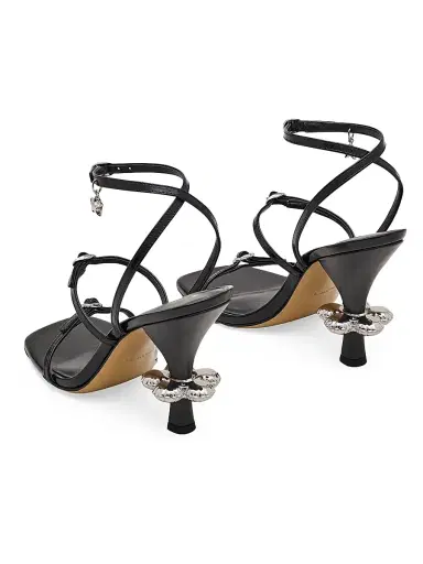 Marc Jacobs Women's The Daisy Heel 100MM Metallic Leather Sandals - Black | Thumbnail 3 Marc Jacobs Women's The Daisy Heel 100MM Metallic Leather Sandals - Black | Thumbnail 3