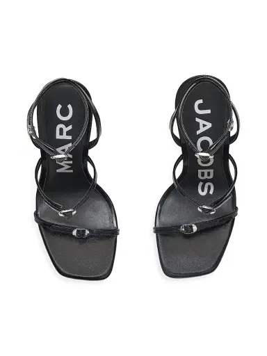 Marc Jacobs Women's The Daisy Heel 100MM Metallic Leather Sandals - Black | Thumbnail 4 Marc Jacobs Women's The Daisy Heel 100MM Metallic Leather Sandals - Black | Thumbnail 4