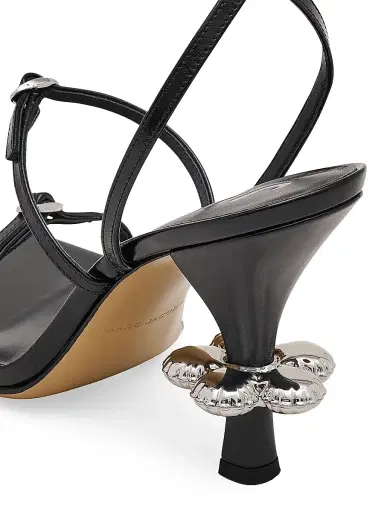 Marc Jacobs Women's The Daisy Heel 100MM Metallic Leather Sandals - Black | Thumbnail 6 Marc Jacobs Women's The Daisy Heel 100MM Metallic Leather Sandals - Black | Thumbnail 6