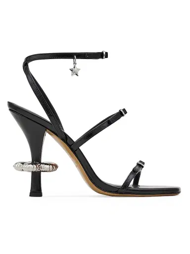 Marc Jacobs Women's The Daisy Heel 100MM Metallic Leather Sandals - Black | Thumbnail 1 Marc Jacobs Women's The Daisy Heel 100MM Metallic Leather Sandals - Black | Thumbnail 1