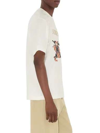 Burberry Men's Ryan Cross-Stitch EKD Cotton T-Shirt - Chalk - Size XXXL | Thumbnail 4 Burberry Men's Ryan Cross-Stitch EKD Cotton T-Shirt - Chalk - Size XXXL | Thumbnail 4