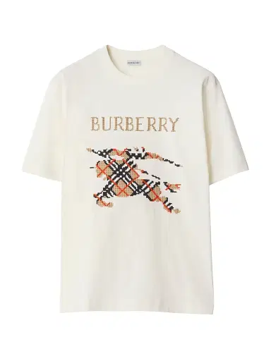 Burberry Men's Ryan Cross-Stitch EKD Cotton T-Shirt - Chalk - Size XXXL | Thumbnail 1 Burberry Men's Ryan Cross-Stitch EKD Cotton T-Shirt - Chalk - Size XXXL | Thumbnail 1