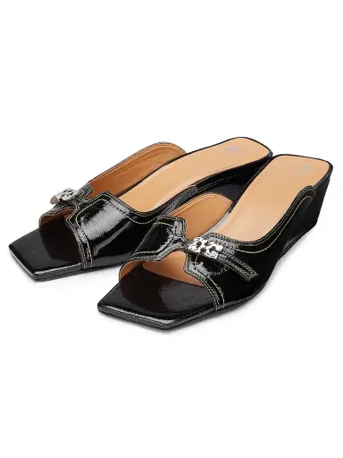 Ganni Women's Butterfly Wedge Mule Sandals - Black - Size 10 | Thumbnail 2 Ganni Women's Butterfly Wedge Mule Sandals - Black - Size 10 | Thumbnail 2