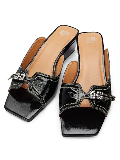Ganni Women's Butterfly Wedge Mule Sandals - Black - Size 10 | Thumbnail 4 Ganni Women's Butterfly Wedge Mule Sandals - Black - Size 10 | Thumbnail 4