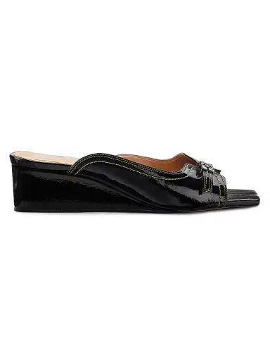 Ganni Women's Butterfly Wedge Mule Sandals - Black - Size 10 | Thumbnail 1 Ganni Women's Butterfly Wedge Mule Sandals - Black - Size 10 | Thumbnail 1