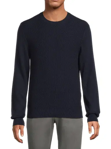 Canali Men's Textured Crewneck Sweater - Navy | Thumbnail 3 Canali Men's Textured Crewneck Sweater - Navy | Thumbnail 3