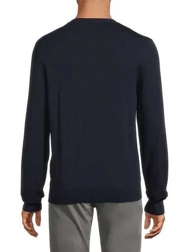 Canali Men's Textured Crewneck Sweater - Navy | Thumbnail 5 Canali Men's Textured Crewneck Sweater - Navy | Thumbnail 5