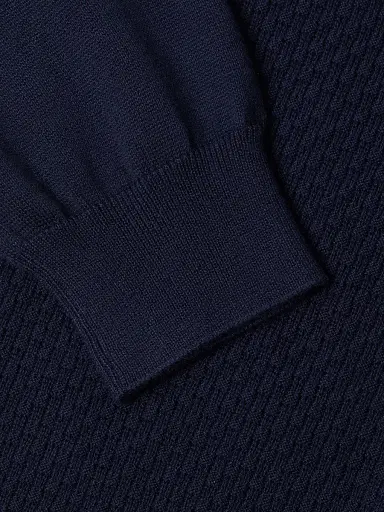 Canali Men's Textured Crewneck Sweater - Navy | Thumbnail 6 Canali Men's Textured Crewneck Sweater - Navy | Thumbnail 6