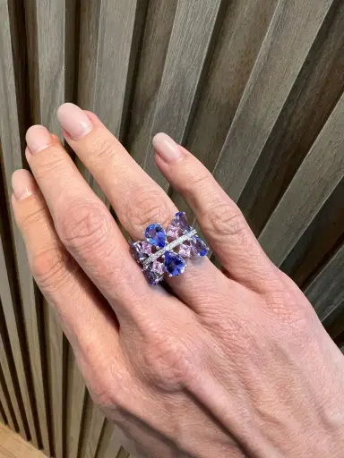 Wish Fine Jewelry 5.71ct Diamond Tanzanite Pink Sapphire 18K Gold Ring | Thumbnail 2 Wish Fine Jewelry 5.71ct Diamond Tanzanite Pink Sapphire 18K Gold Ring | Thumbnail 2