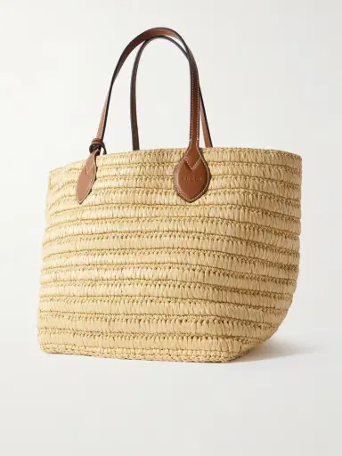 Gucci Leather-trimmed Raffia Tote | Thumbnail 3 Gucci Leather-trimmed Raffia Tote | Thumbnail 3