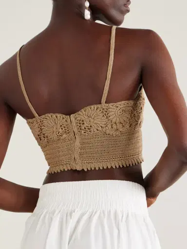 Ralph Lauren Collection Cropped Crocheted Cotton Top | Thumbnail 3 Ralph Lauren Collection Cropped Crocheted Cotton Top | Thumbnail 3