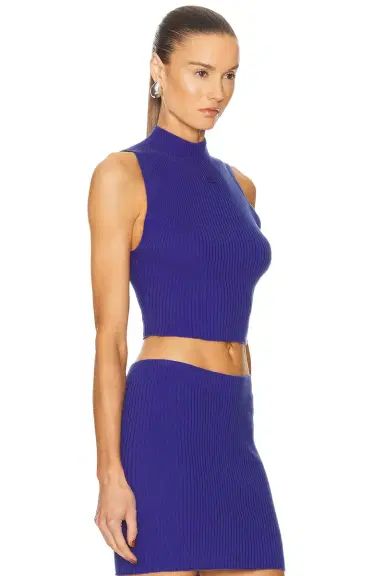 Courreges Mock Neck Light Rib Top | Thumbnail 2 Courreges Mock Neck Light Rib Top | Thumbnail 2