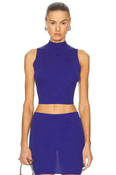 Courreges Mock Neck Light Rib Top | Thumbnail 1 Courreges Mock Neck Light Rib Top | Thumbnail 1