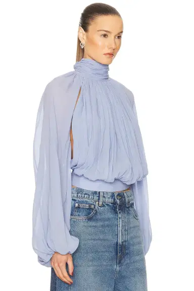 Stella McCartney Creponne Drape High Neck Top | Thumbnail 2 Stella McCartney Creponne Drape High Neck Top | Thumbnail 2