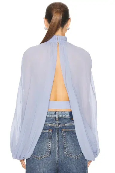 Stella McCartney Creponne Drape High Neck Top | Thumbnail 3 Stella McCartney Creponne Drape High Neck Top | Thumbnail 3