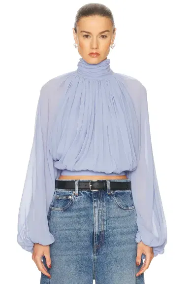 Stella McCartney Creponne Drape High Neck Top | Thumbnail 1 Stella McCartney Creponne Drape High Neck Top | Thumbnail 1