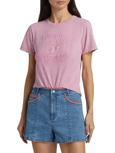 Cinq à Sept Women's Logo Stretch-Cotton T-Shirt - Carnation | Thumbnail 3 Cinq à Sept Women's Logo Stretch-Cotton T-Shirt - Carnation | Thumbnail 3