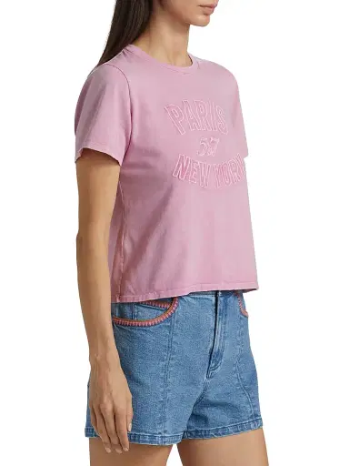 Cinq à Sept Women's Logo Stretch-Cotton T-Shirt - Carnation | Thumbnail 4 Cinq à Sept Women's Logo Stretch-Cotton T-Shirt - Carnation | Thumbnail 4