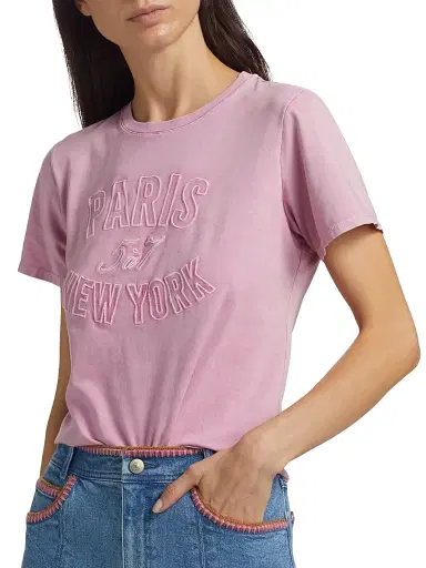 Cinq à Sept Women's Logo Stretch-Cotton T-Shirt - Carnation | Thumbnail 6 Cinq à Sept Women's Logo Stretch-Cotton T-Shirt - Carnation | Thumbnail 6