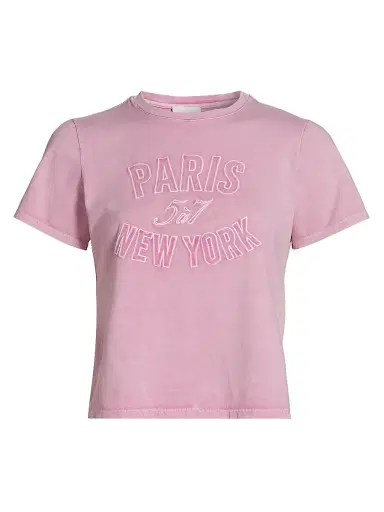 Cinq à Sept Women's Logo Stretch-Cotton T-Shirt - Carnation | Thumbnail 1 Cinq à Sept Women's Logo Stretch-Cotton T-Shirt - Carnation | Thumbnail 1