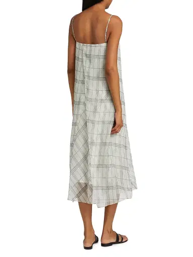 Vince Women's Fenced Plaid Paneled Midi-Dress | Thumbnail 5 Vince Women's Fenced Plaid Paneled Midi-Dress | Thumbnail 5