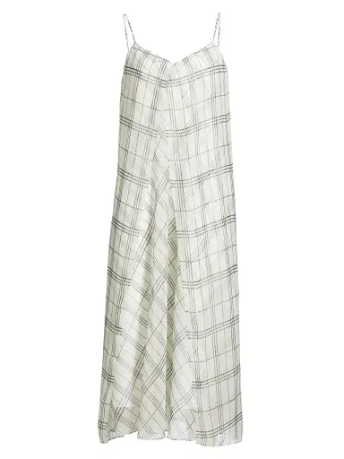Vince Women's Fenced Plaid Paneled Midi-Dress | Thumbnail 1 Vince Women's Fenced Plaid Paneled Midi-Dress | Thumbnail 1