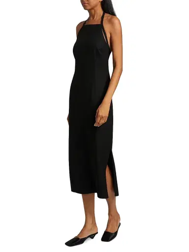 Vince Women's Apron Halter Sleeveless Midi-Dress - Black | Thumbnail 4 Vince Women's Apron Halter Sleeveless Midi-Dress - Black | Thumbnail 4