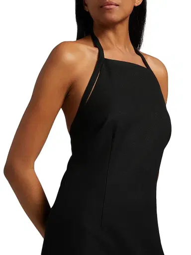 Vince Women's Apron Halter Sleeveless Midi-Dress - Black | Thumbnail 6 Vince Women's Apron Halter Sleeveless Midi-Dress - Black | Thumbnail 6