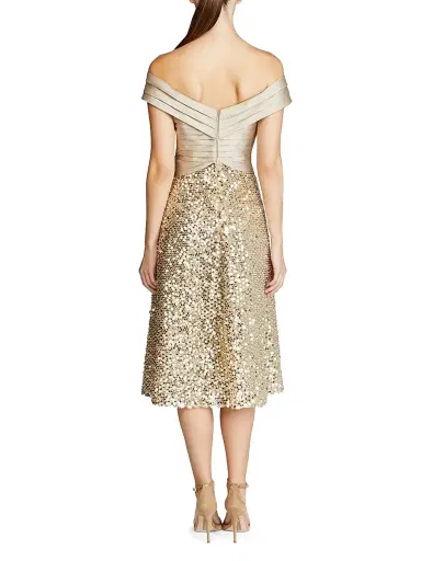 Theia Women's Brandy Draped Sequined Cocktail Minidress - Champagne | Thumbnail 5 Theia Women's Brandy Draped Sequined Cocktail Minidress - Champagne | Thumbnail 5