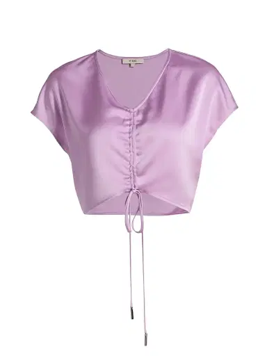 Et Ochs Women's Blake Satin Ruched Crop Top - Lavender | Thumbnail 1 Et Ochs Women's Blake Satin Ruched Crop Top - Lavender | Thumbnail 1