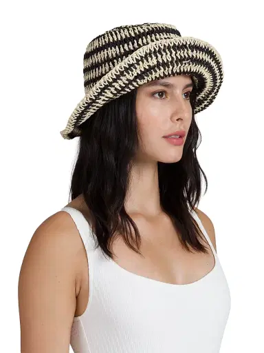 Eugenia Kim Women's Jonah Striped Crochet Bucket Hat - Natural Black | Thumbnail 3 Eugenia Kim Women's Jonah Striped Crochet Bucket Hat - Natural Black | Thumbnail 3