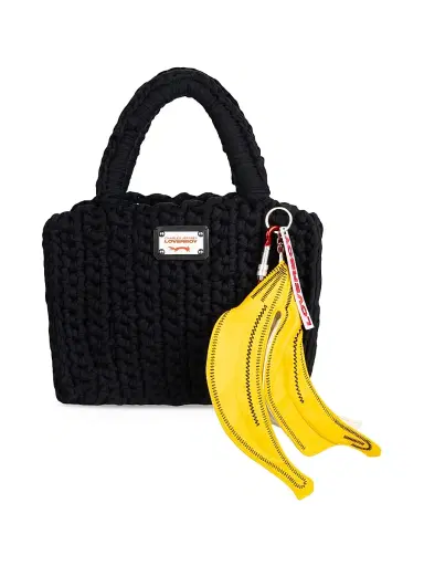 Charles Jeffrey Loverboy Men's Banana Peel Keychain Woven Bucket Bag - Black | Thumbnail 1 Charles Jeffrey Loverboy Men's Banana Peel Keychain Woven Bucket Bag - Black | Thumbnail 1