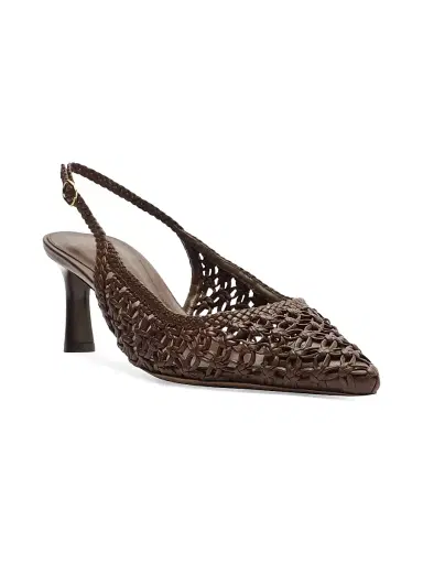 Alexandre Birman Women's Jane Tresse 60MM Woven Leather Slingback Pumps - Rich Brown | Thumbnail 2 Alexandre Birman Women's Jane Tresse 60MM Woven Leather Slingback Pumps - Rich Brown | Thumbnail 2