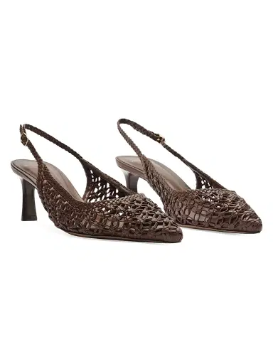 Alexandre Birman Women's Jane Tresse 60MM Woven Leather Slingback Pumps - Rich Brown | Thumbnail 3 Alexandre Birman Women's Jane Tresse 60MM Woven Leather Slingback Pumps - Rich Brown | Thumbnail 3
