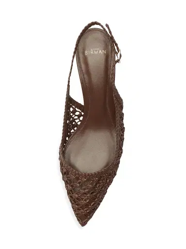 Alexandre Birman Women's Jane Tresse 60MM Woven Leather Slingback Pumps - Rich Brown | Thumbnail 9 Alexandre Birman Women's Jane Tresse 60MM Woven Leather Slingback Pumps - Rich Brown | Thumbnail 9