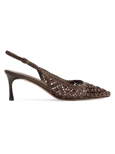Alexandre Birman Women's Jane Tresse 60MM Woven Leather Slingback Pumps - Rich Brown | Thumbnail 1 Alexandre Birman Women's Jane Tresse 60MM Woven Leather Slingback Pumps - Rich Brown | Thumbnail 1