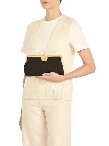 Il Bisonte Women's Classic Canvas Clutch - Nero Gold | Thumbnail 2 Il Bisonte Women's Classic Canvas Clutch - Nero Gold | Thumbnail 2